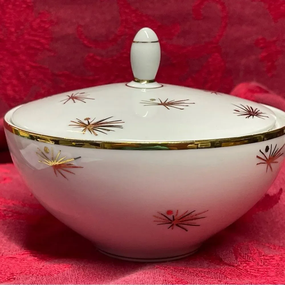 MCM Oscar Schaller & Co. Starburst Creamer and Sugar‎ Bowl with Lid. RARE!